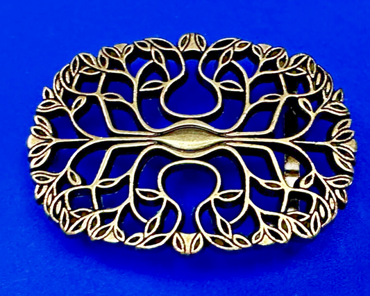 Tree of Life Pattern Openwork Hippy Boho Brass Tone Ornate Belt Buckle