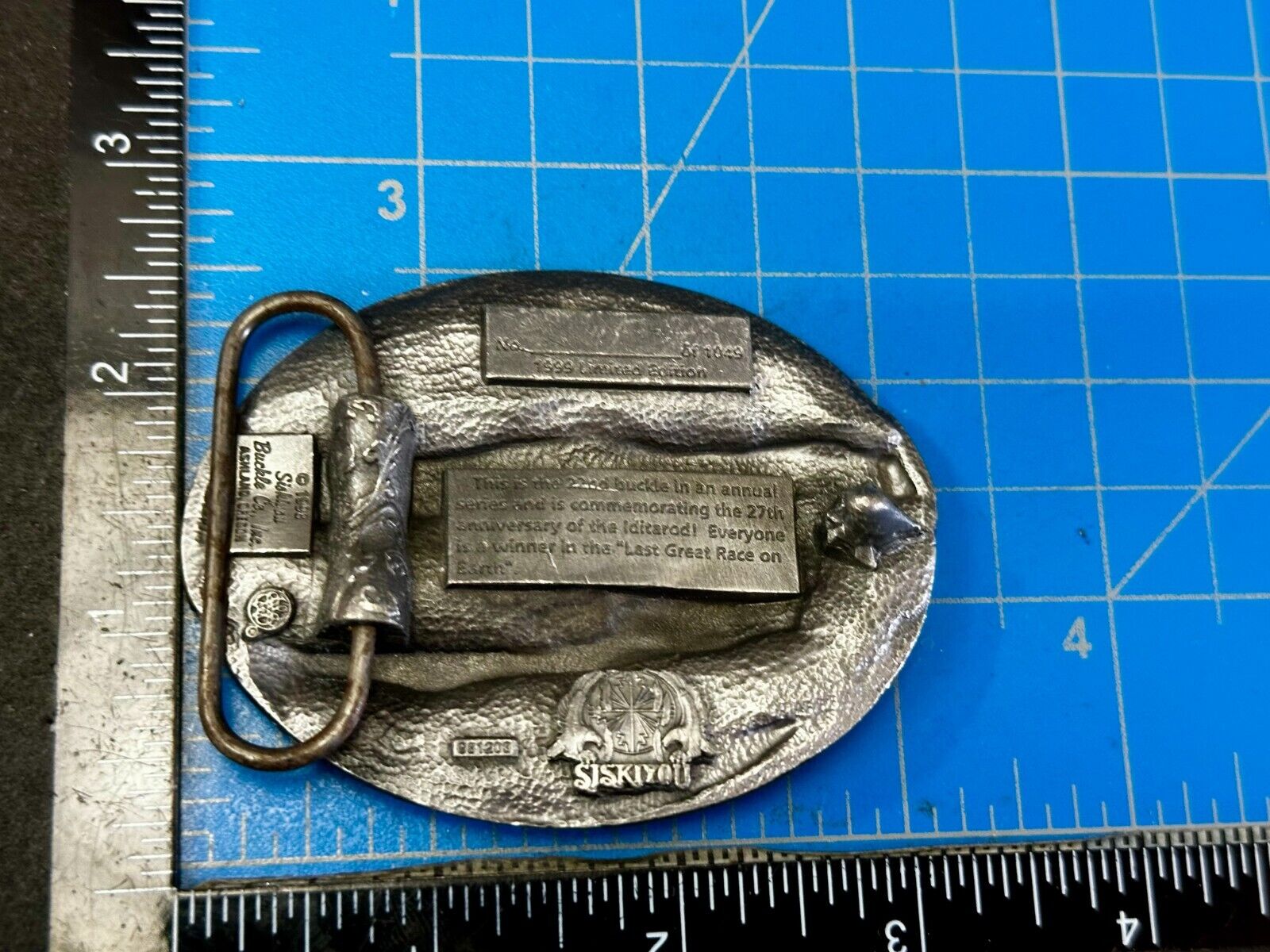 1999 Alaska Iditarod Commemorative Belt Buckle by Siskiyou