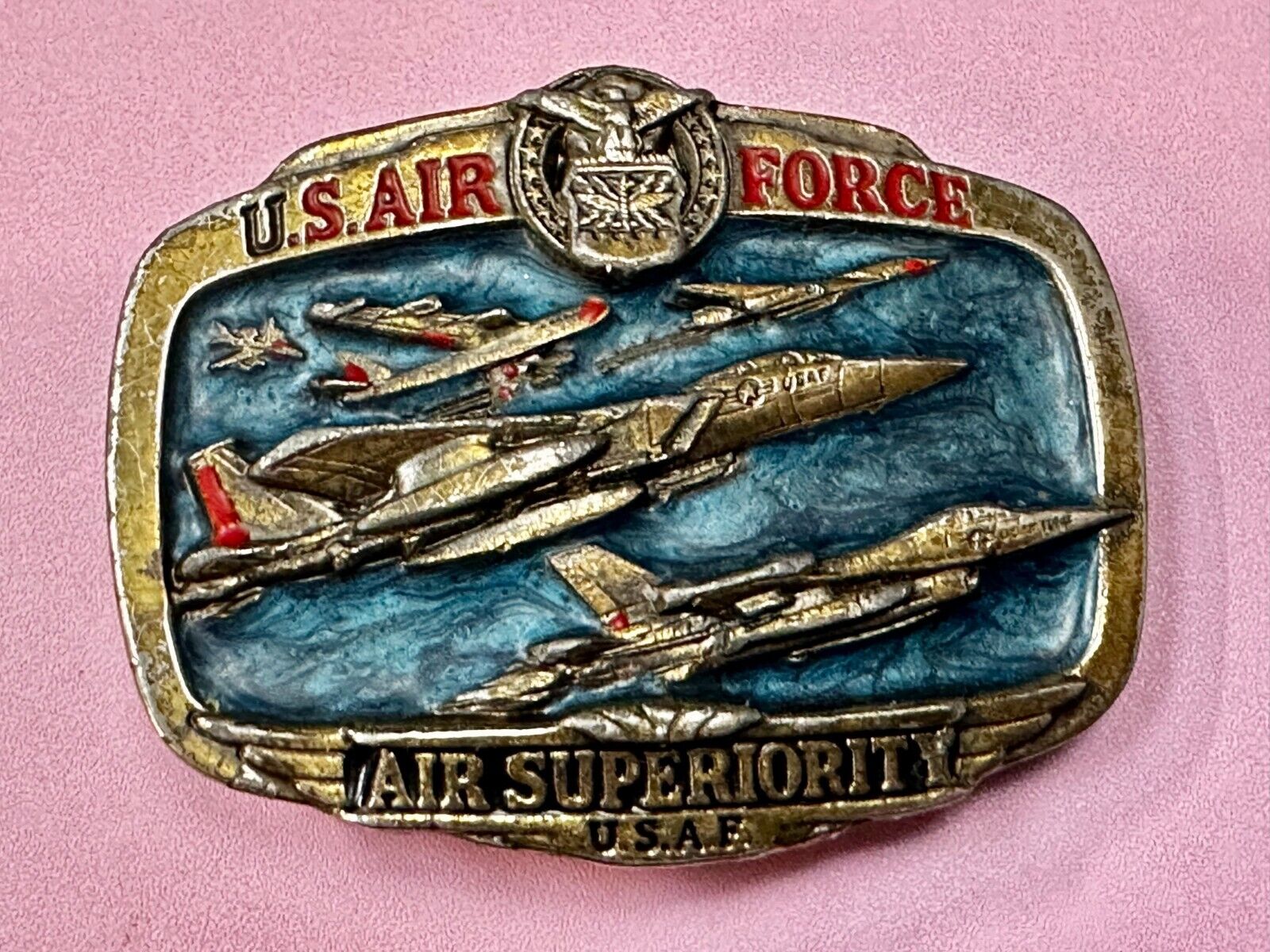 USAF Air Force Air Superiority Vintage 1989 The Great American Belt Buckle Co