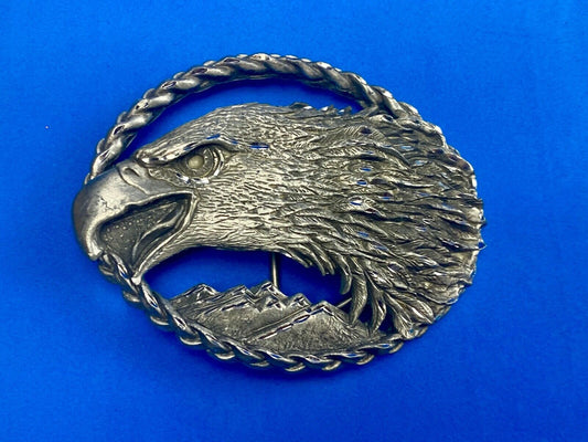 Vintage 1995 EAGLE head see through PEWTER  belt buckle by EJC