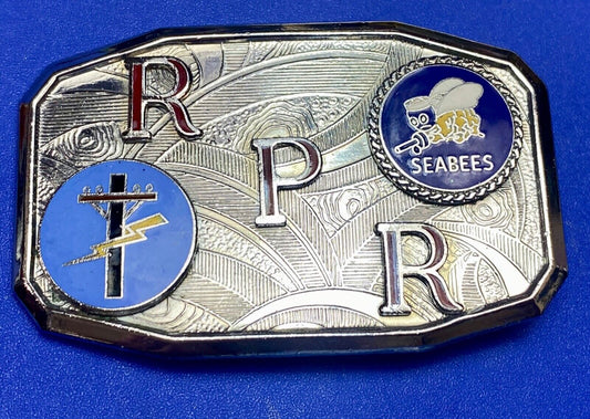 US NAVY SEABEES  Utility pole lightning strike  RPR belt buckle by Hook fast