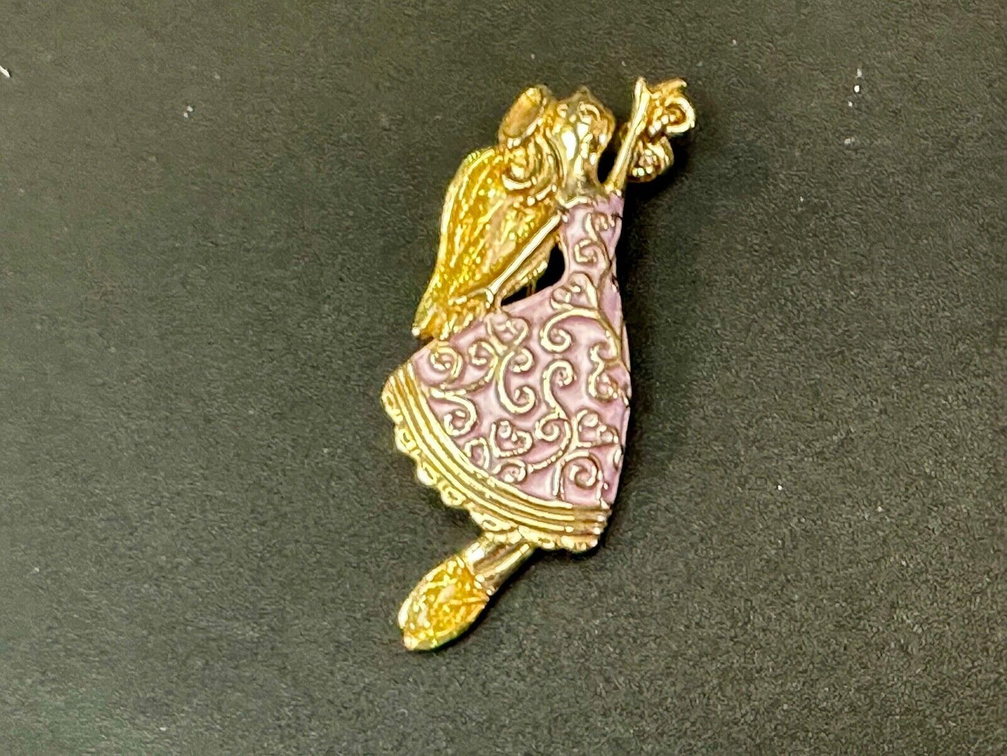 AAI vintage two tone rhinestone accented Holliday angel brooch pin