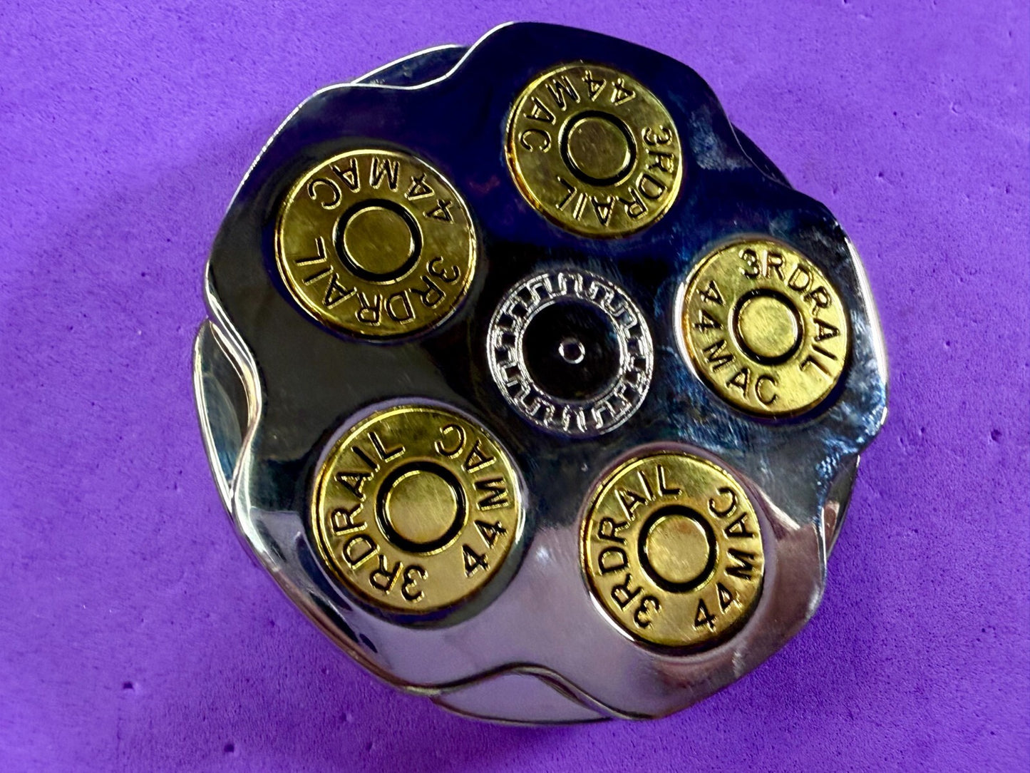 3RDRAIL Magnum 44 Revolver Gun Shell Bullet Moving Collectors Belt Buckle