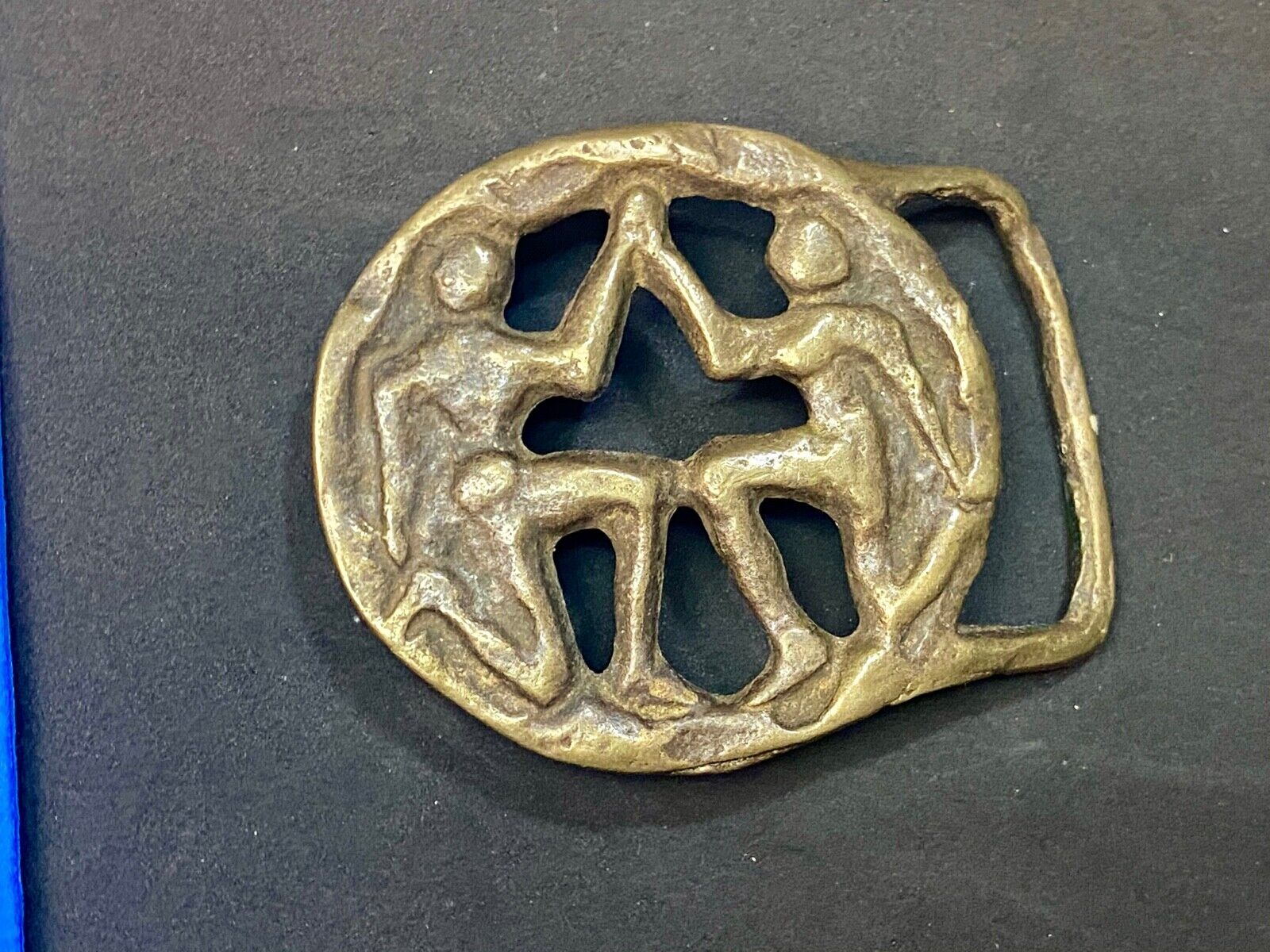 Vintage Hippie round Gemmni Twins Horoscope Astrological belt buckle 