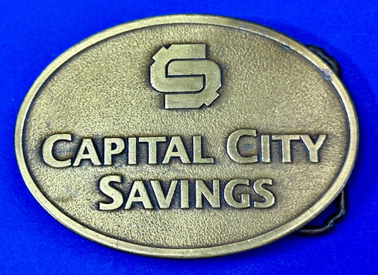 Vintage Capitol City Savings Bank Promo Advertising belt buckle by Magnum Opus