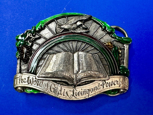 The Word of God is living and powerful Vintage Religious scripture Belt Buckle