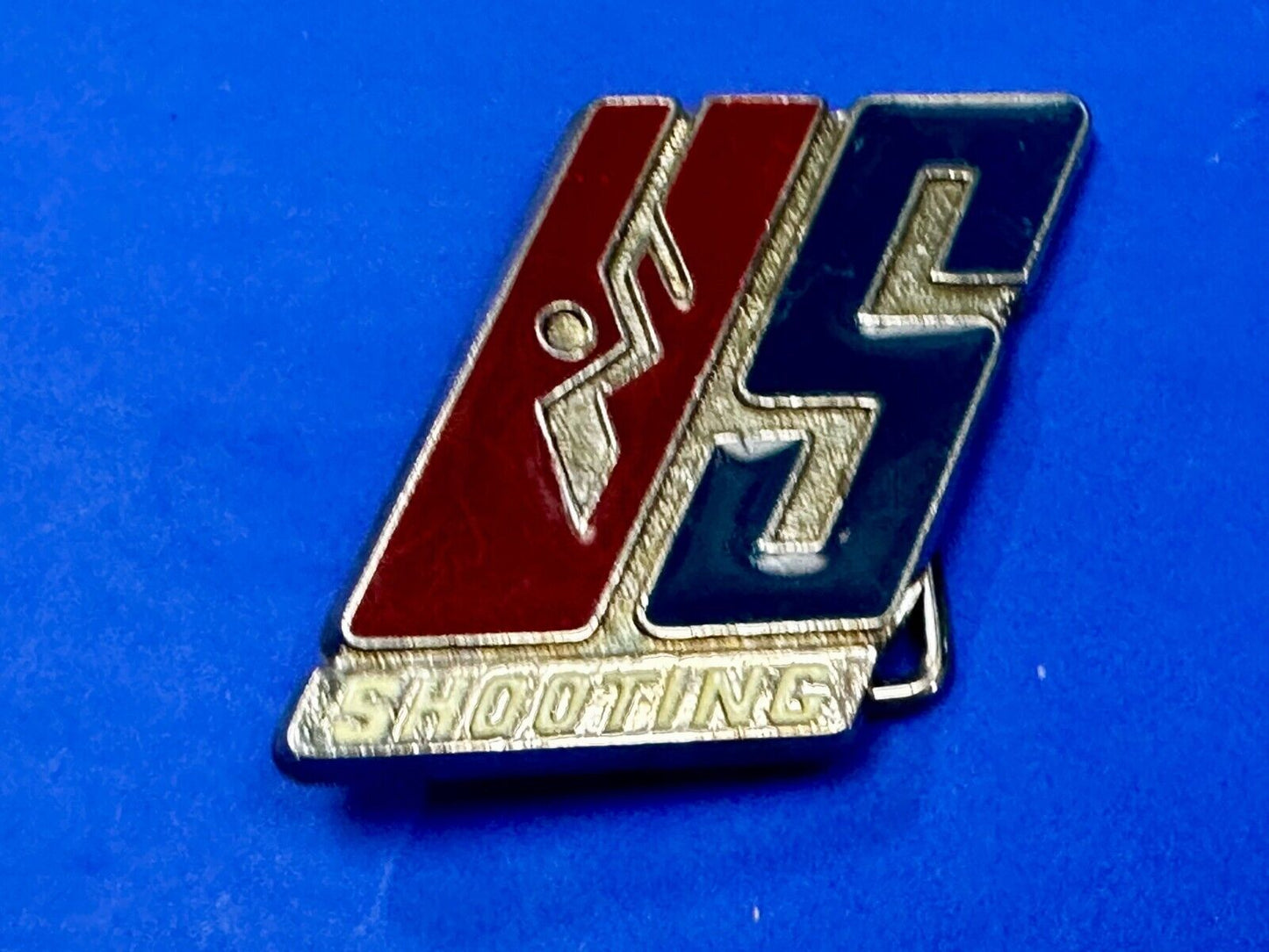 US Shooting Team Red White & Blue Commemorative Gun Rifle Spots Belt Buckle