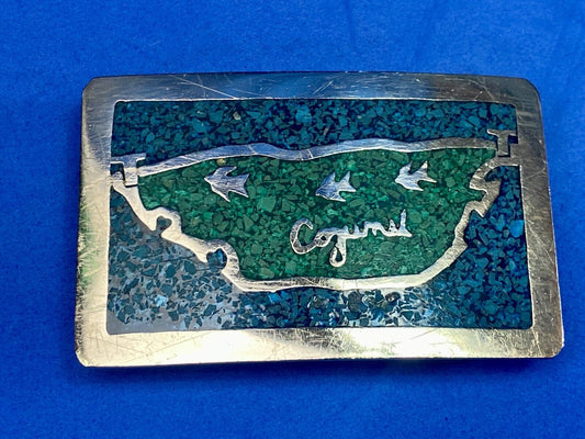 Unknown To Me!   Inlaid Quality Belt Buckle - Made In Mexico 