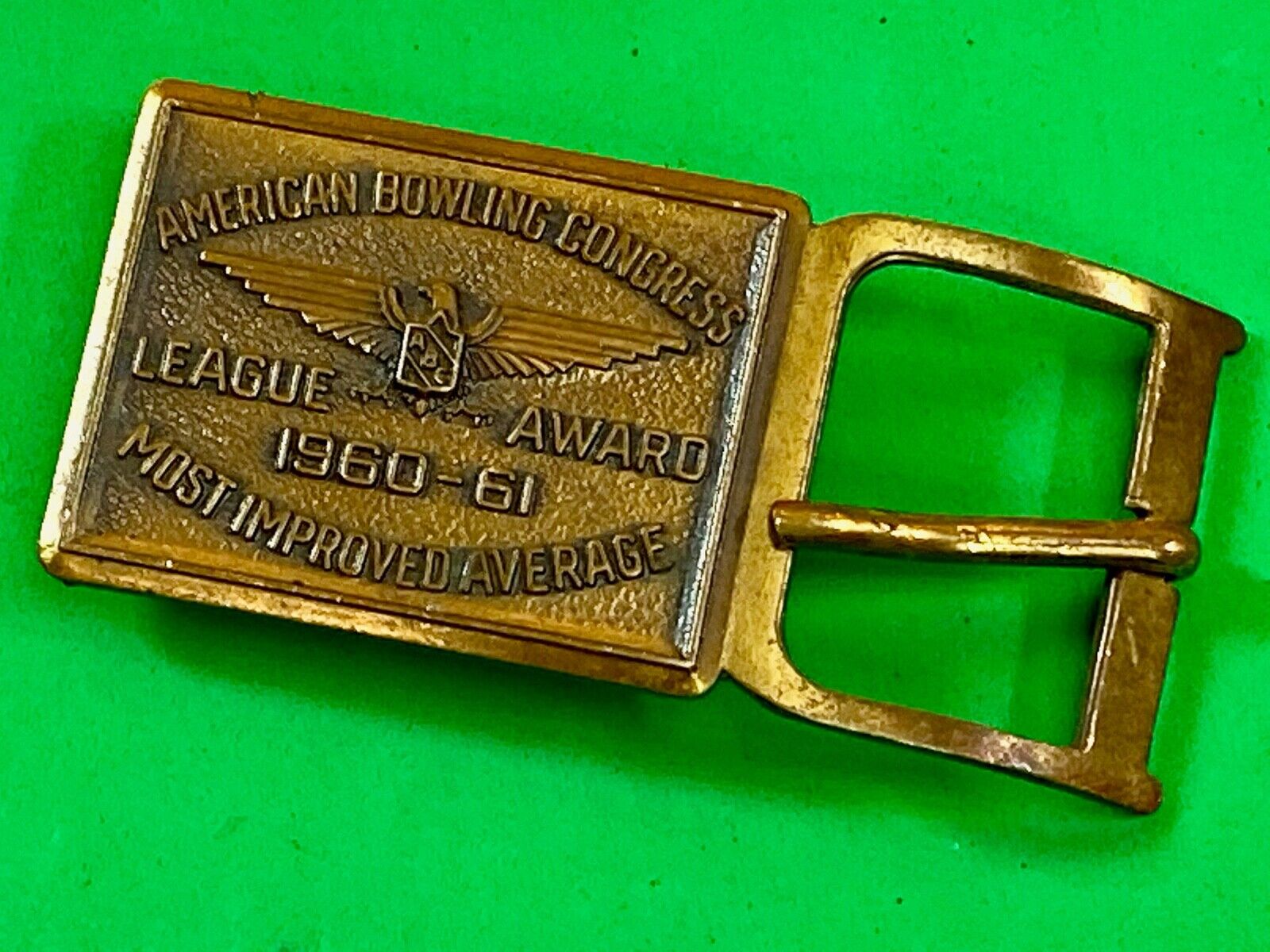 Abc American Bowling Congress  Most Improved Award Belt Buckle 1960 - 61 