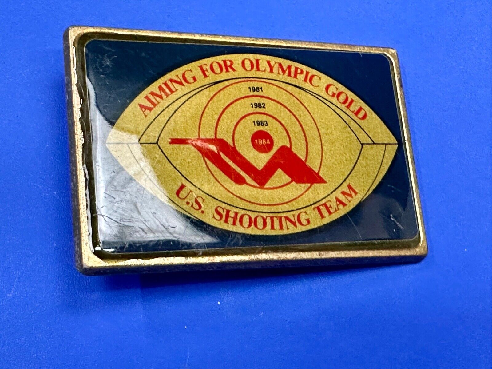 Aiming for Olympic gold - Los Angeles 1984 US shooting Team belt buckle