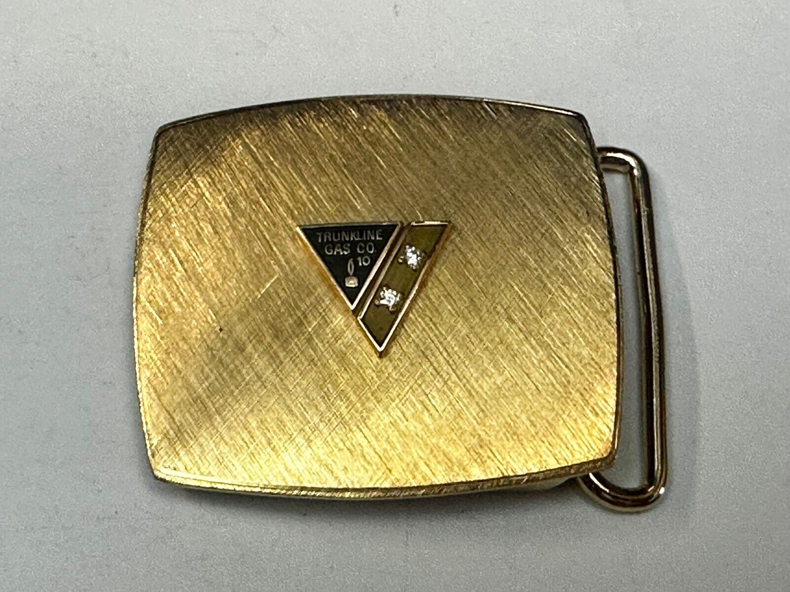 Trunkline Gas Company 10 Year Award Vtg. diamonds & gold centerpiece Belt Buckle