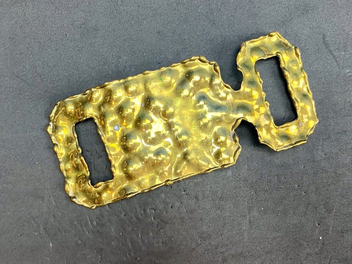 Vintage Made in India large tin pattern style belt buckle 