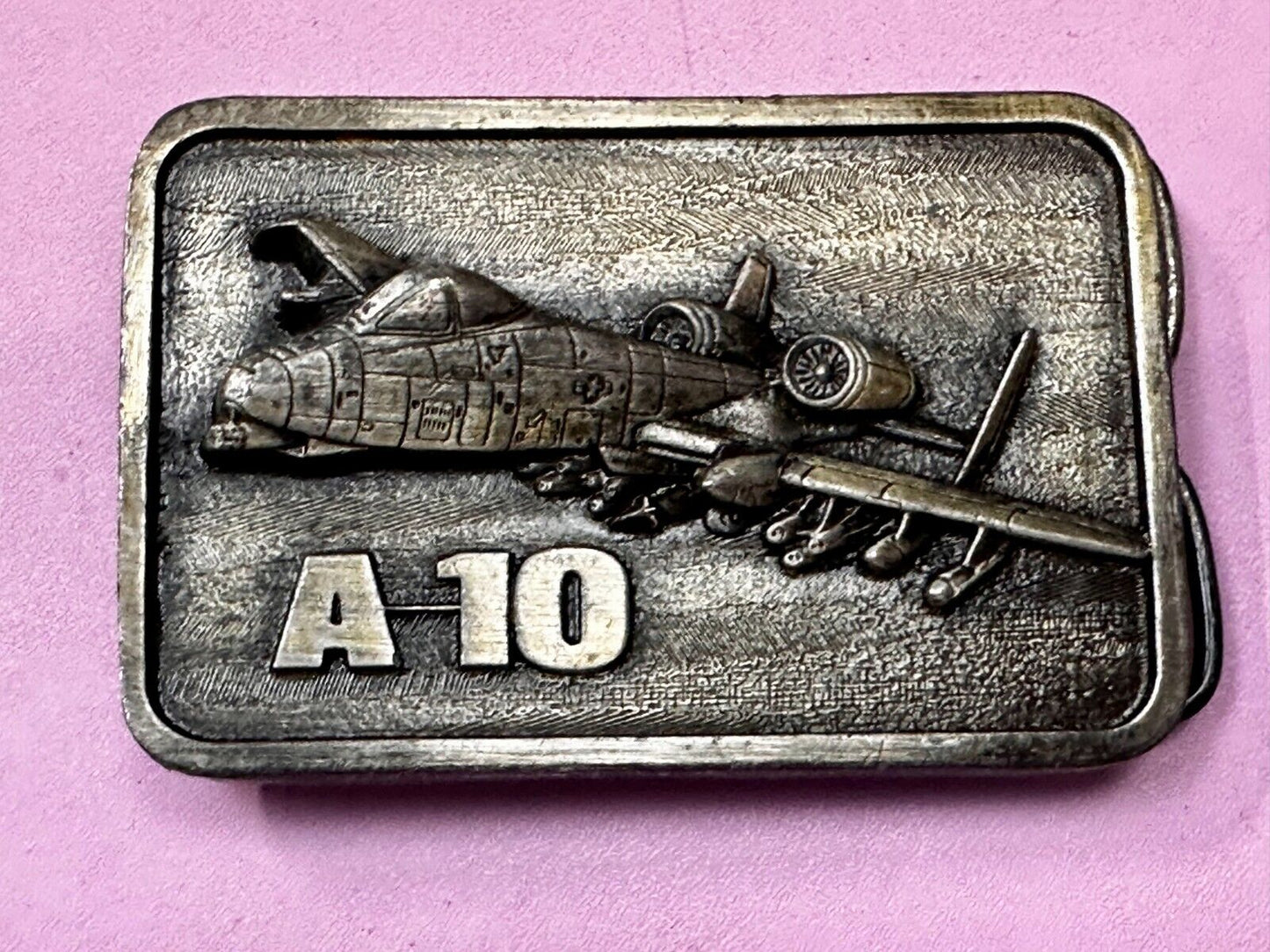 A-10 Thunderbird Warthog Air Force Fighter Jet Silver Tone Vintage Belt Buckle