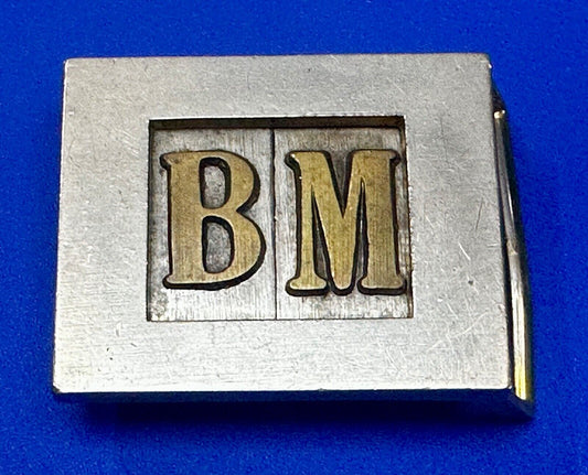 Vintage Letters Initial's BM two tone Belt Buckle
