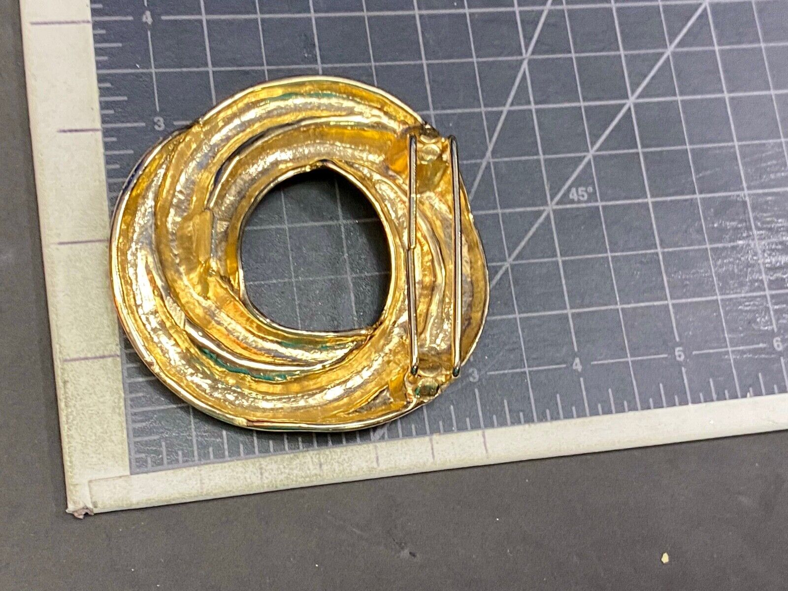 Vintage Gold Tone Multiple Stacked Rings Victorian Dress Belt Buckle 