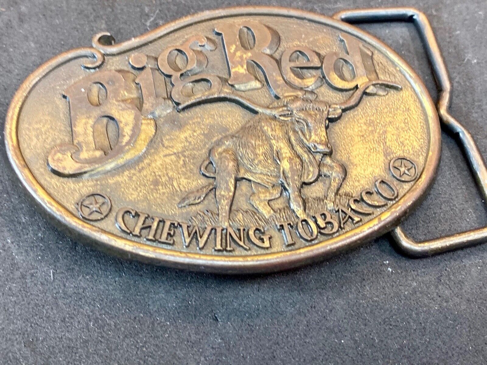 Vintage Big Red Bull Chewing Tobacco Detailed Belt Buckle - Rodeo Bull Longhorn 