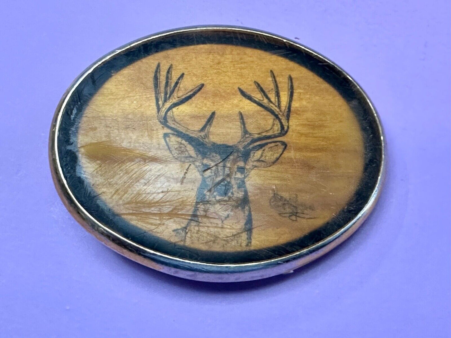 Deer Elk Buck Doe Gorgeous 1970s VON WEST Belt Buckle