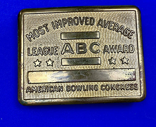 ABC Bowling Bowler's BLANK Most improved average award belt buckle NOT engraved!