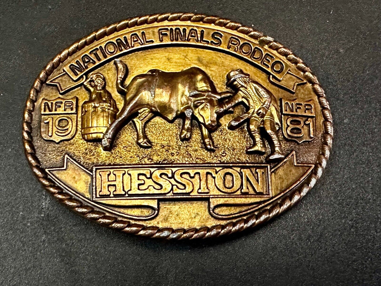 1981 Hesston NFR National Finals Rodeo Cowboys Western Belt Buckle