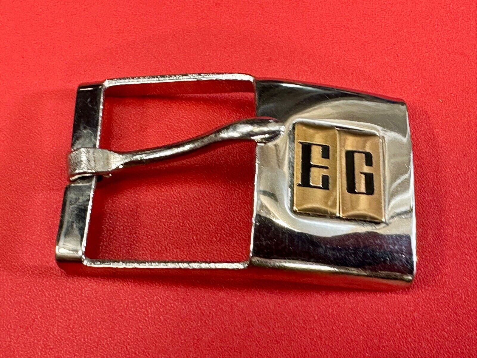 Vintage Letter monogram Initial EG - small two tone belt buckle