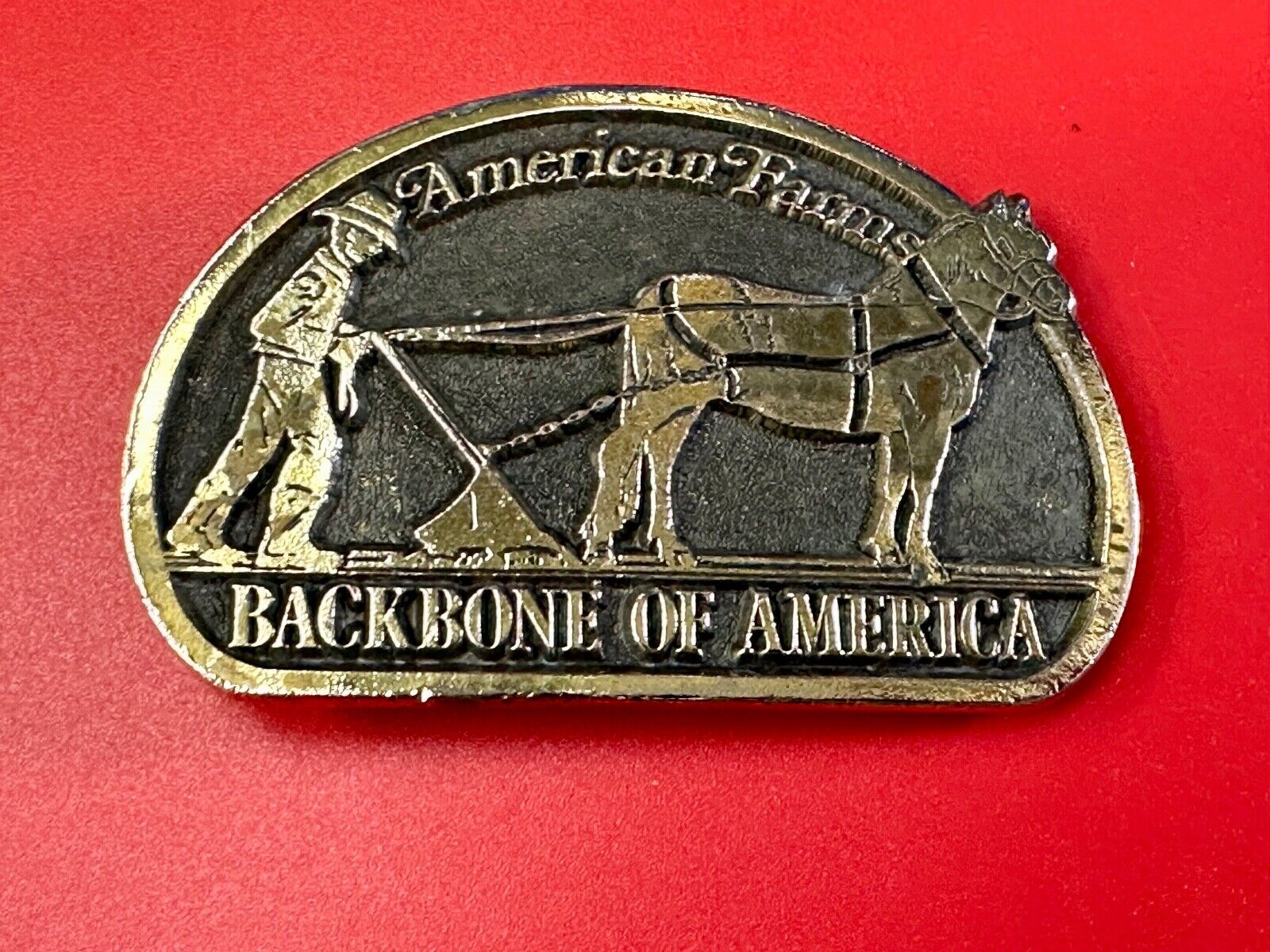 American Farm's, The Backbone of America - Patriotic Farm Theme Vtg. belt buckle