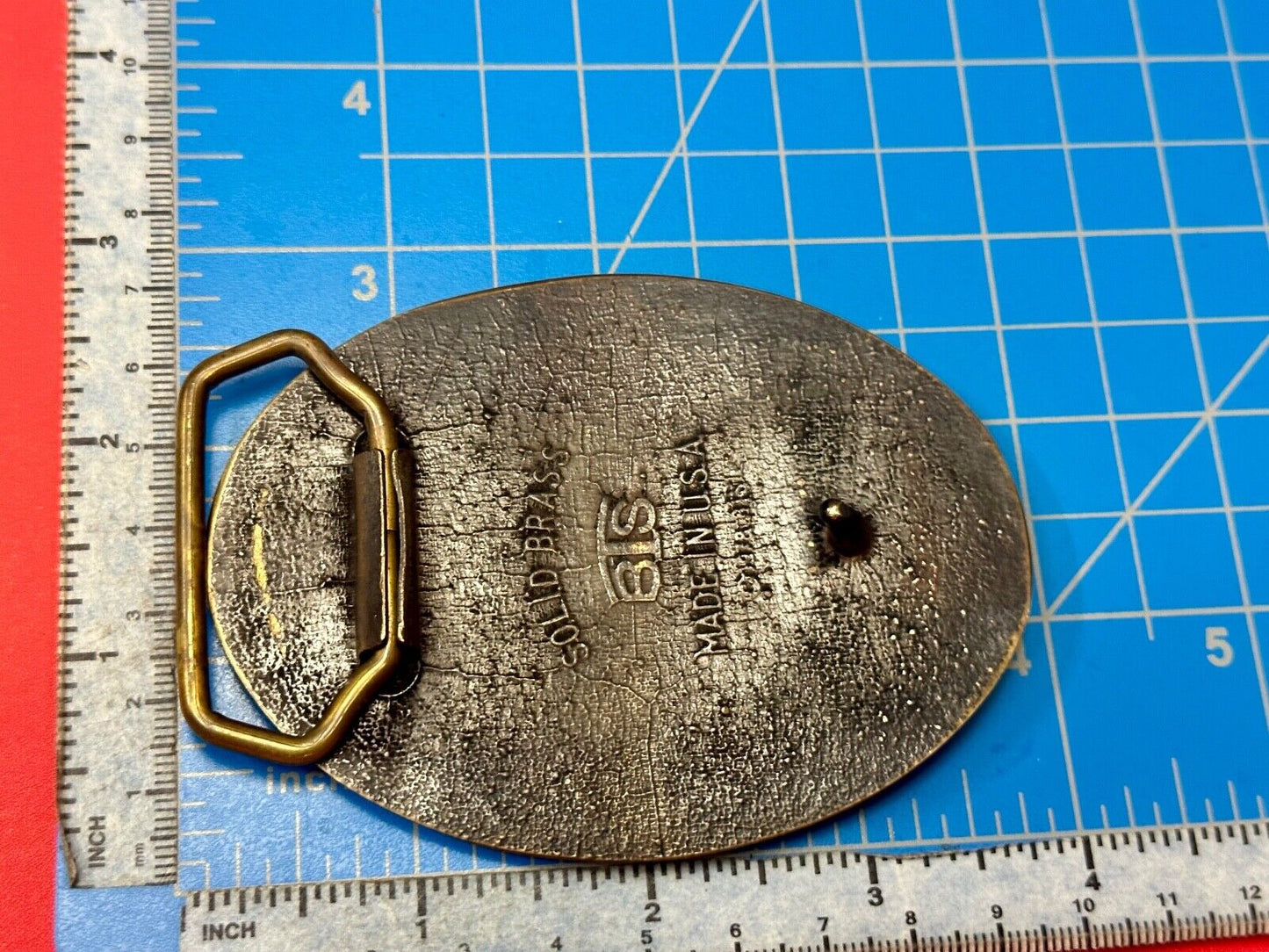 VETCO Houston Texas OffShore Inc animal health Vintage solid brass belt buckle