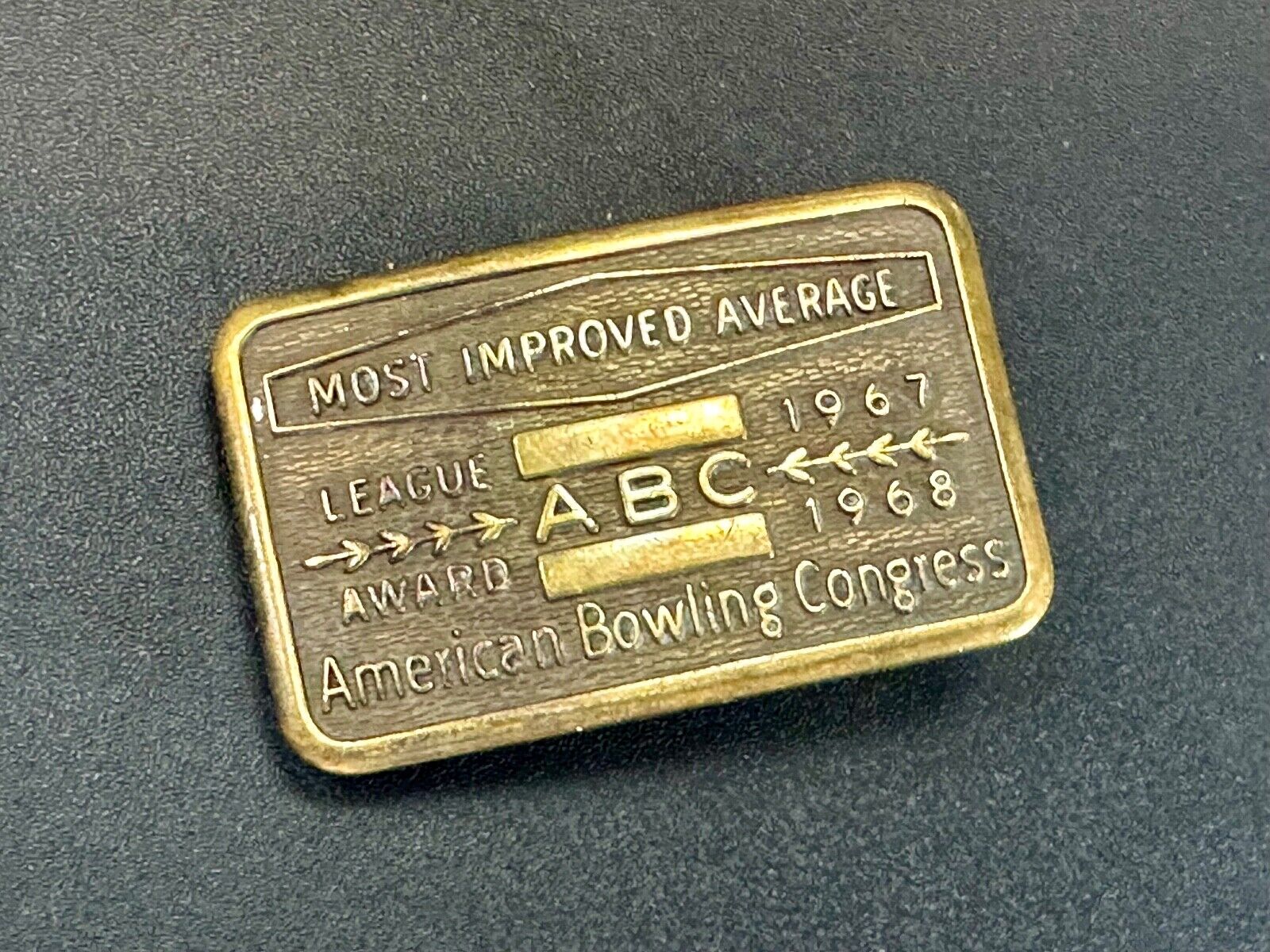 1967 - 68 MOST IMPROVED BOWLING AVERAGE - BLANK -  BELT BUCKLE ABC LEAGUE AWARD