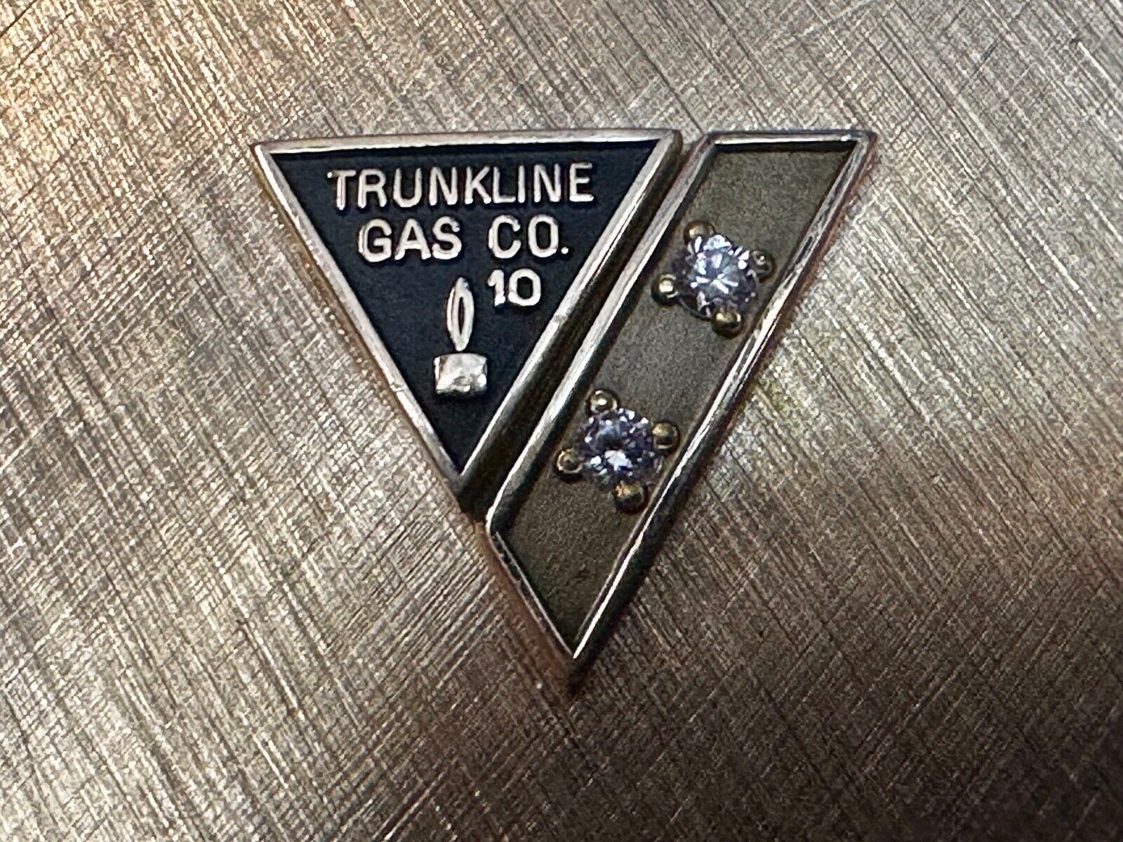 Trunkline Gas Company 10 Year Award Vtg. diamonds & gold centerpiece Belt Buckle