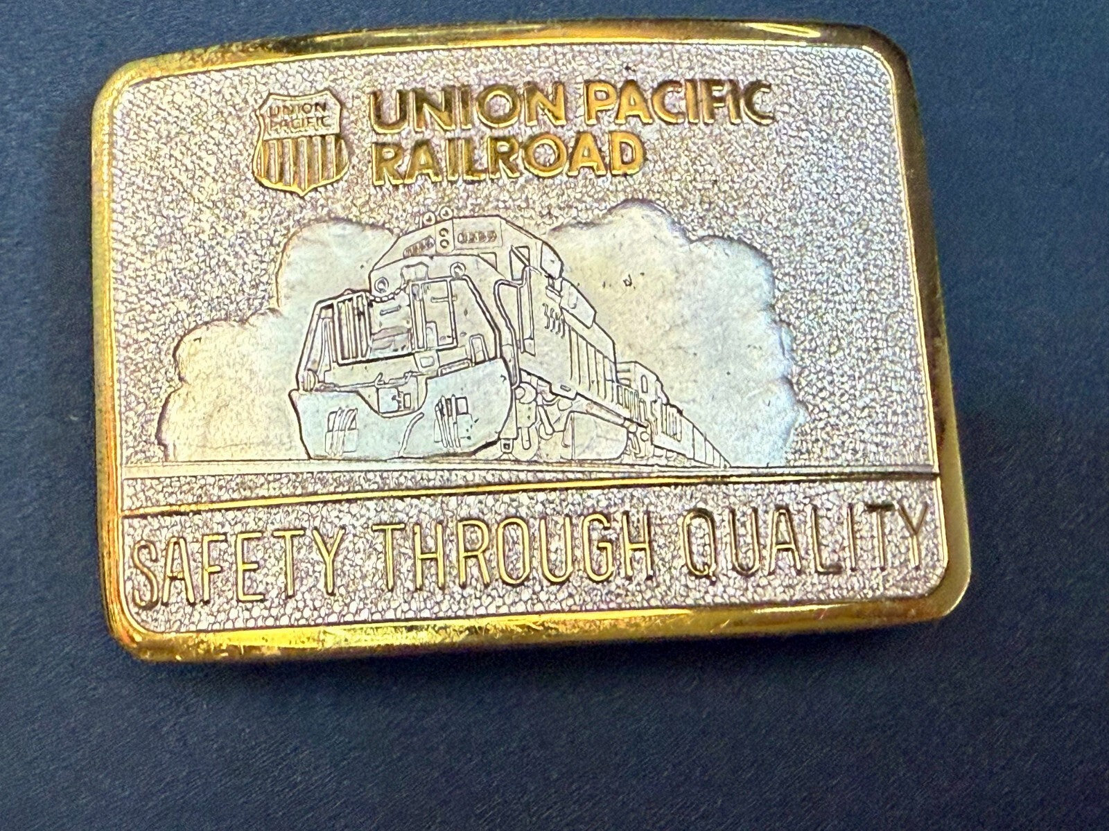 Union Pacific Railroad Safety Through Quality Award Belt Buckle by Stotts 