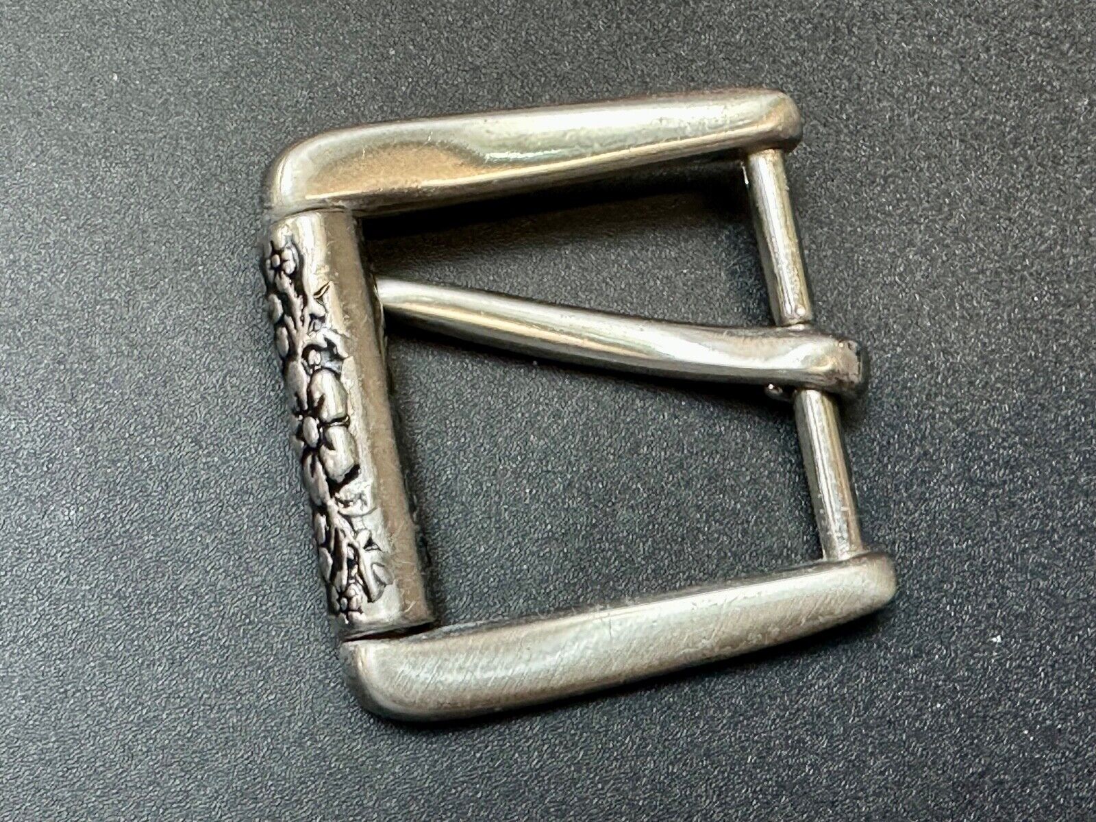 unique rolling end flower theme silver tone replacement belt buckle