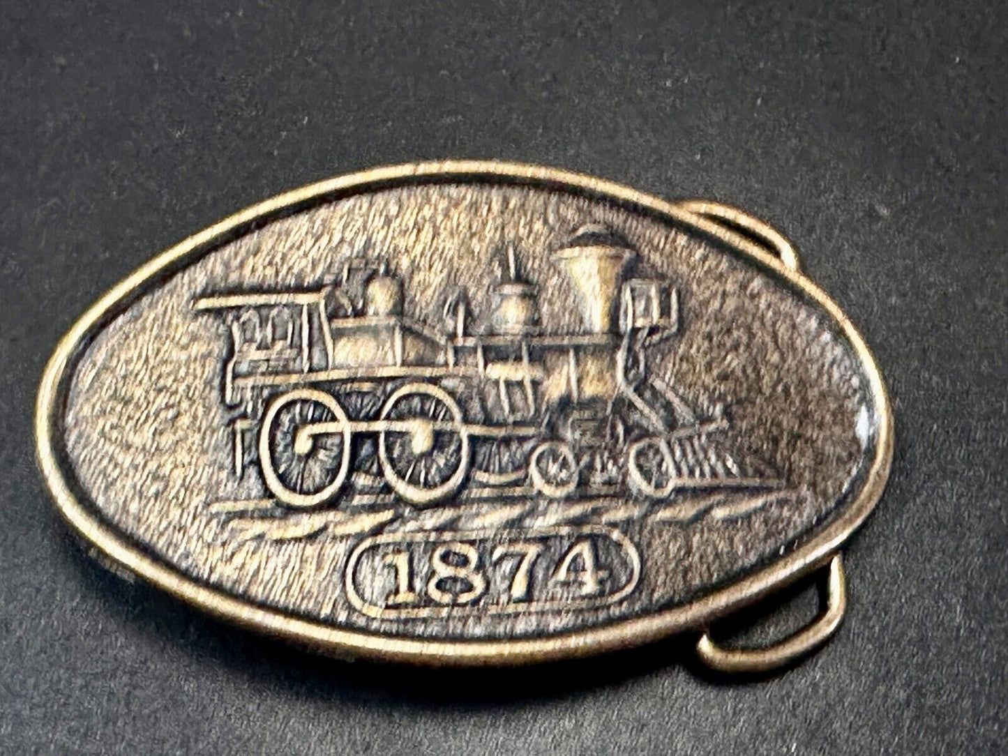 1874 Steam Engine Rail Road Railroad Train Vintage Belt Buckle