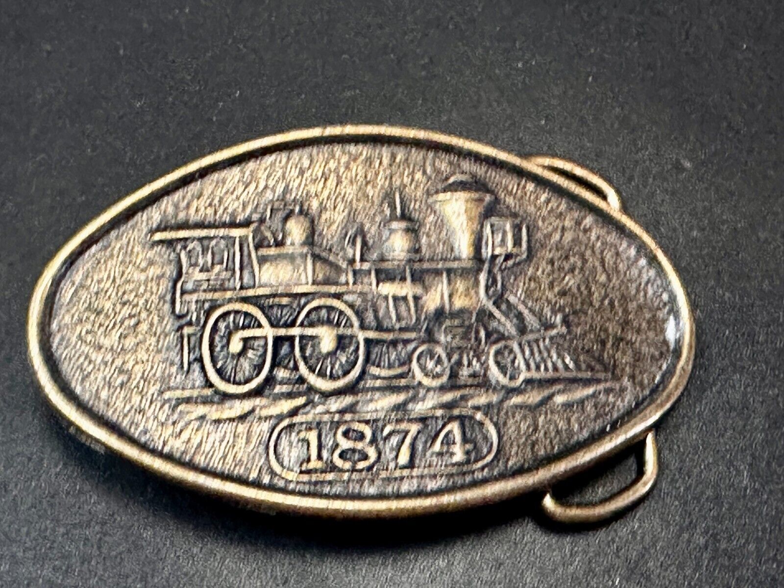 1874 Steam Engine Rail Road Railroad Train Vintage Belt Buckle