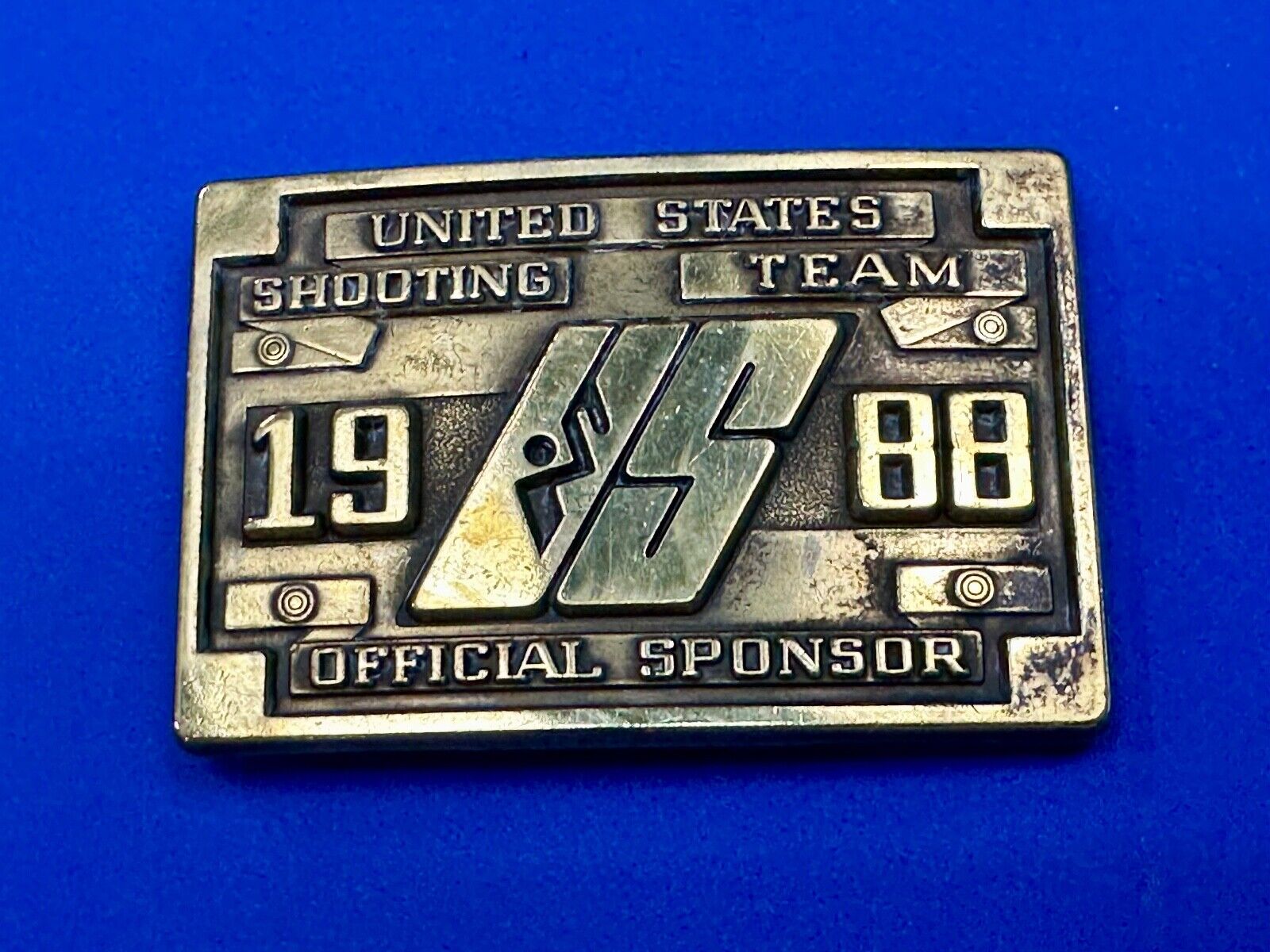 1988 Olympics US Shooting Team USA Belt Buckle Seoul Korea Official Sponsor