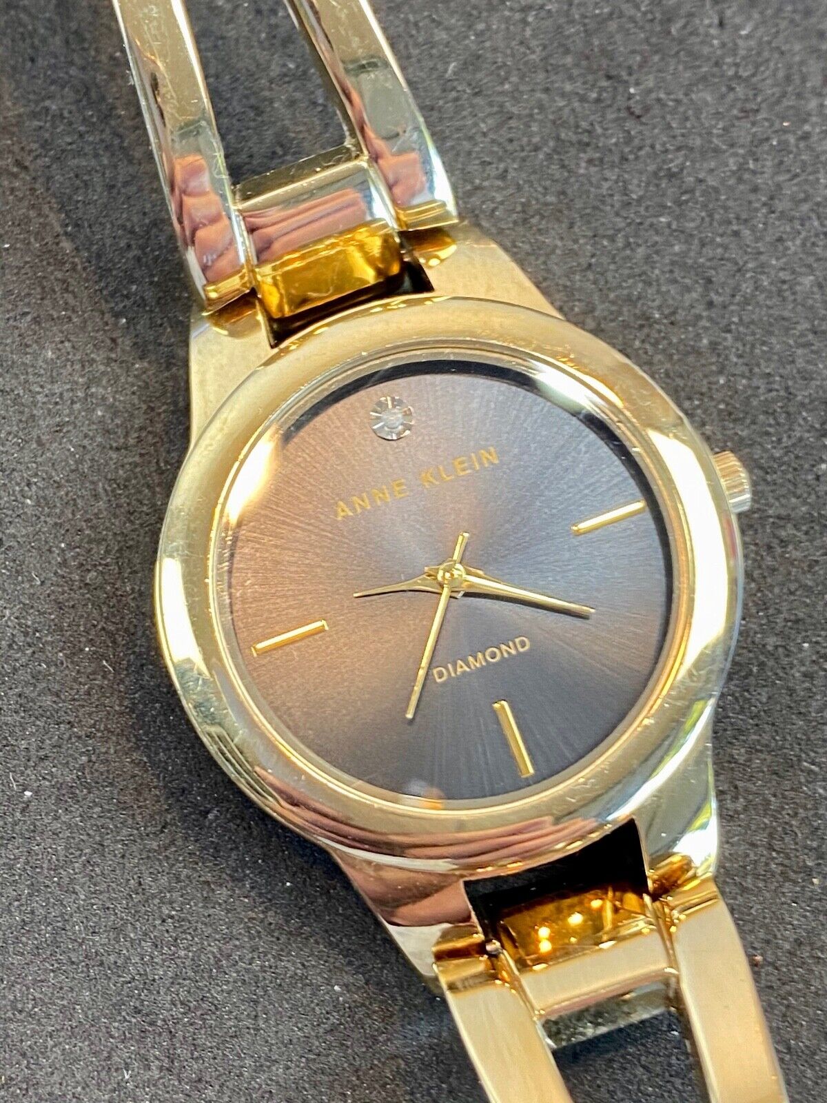 AK Annie Klein DIAMOND women's quartz watch black face - fresh battery 