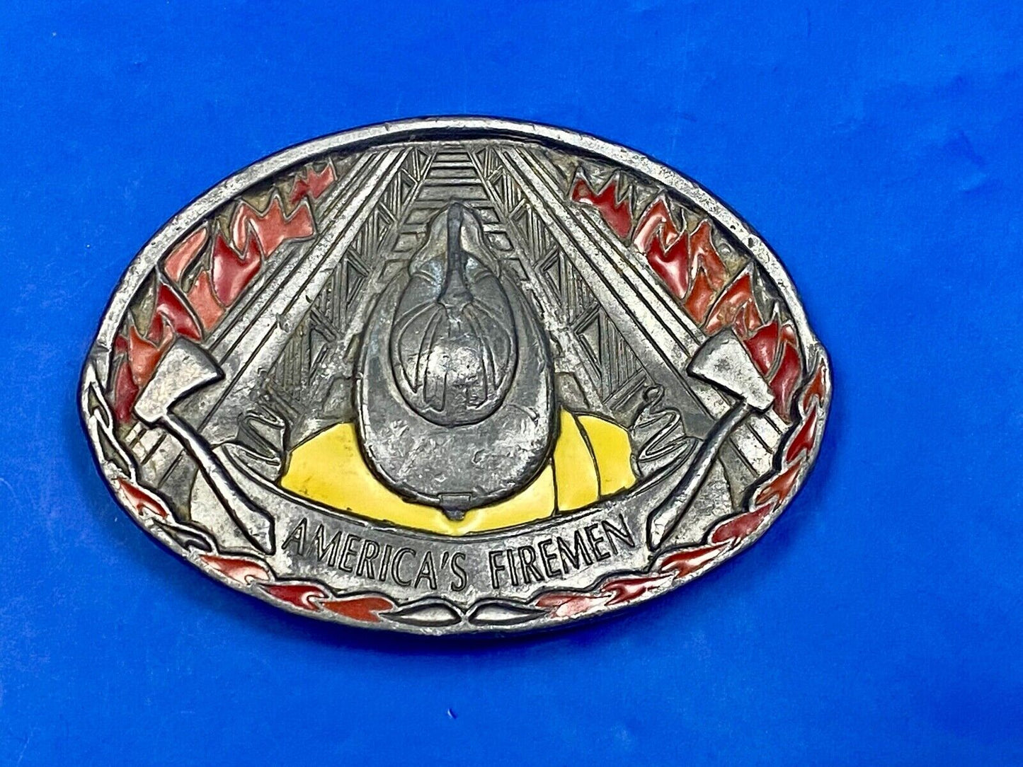 Americas Fireman Fire Department C+J Vintage Commemorative Belt Buckle