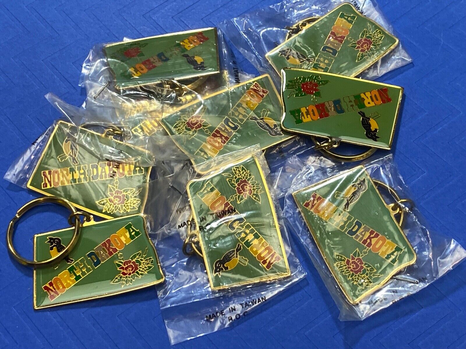 10 LOT North Dakota Souvenir Keychain -Key Ring Chain Resale Pack wholesale pack