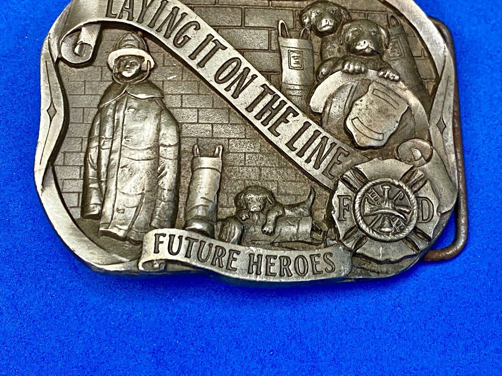vintage Fire Fighter's Belt Buckle - 1996 Laying It On The Line  Limited Edition