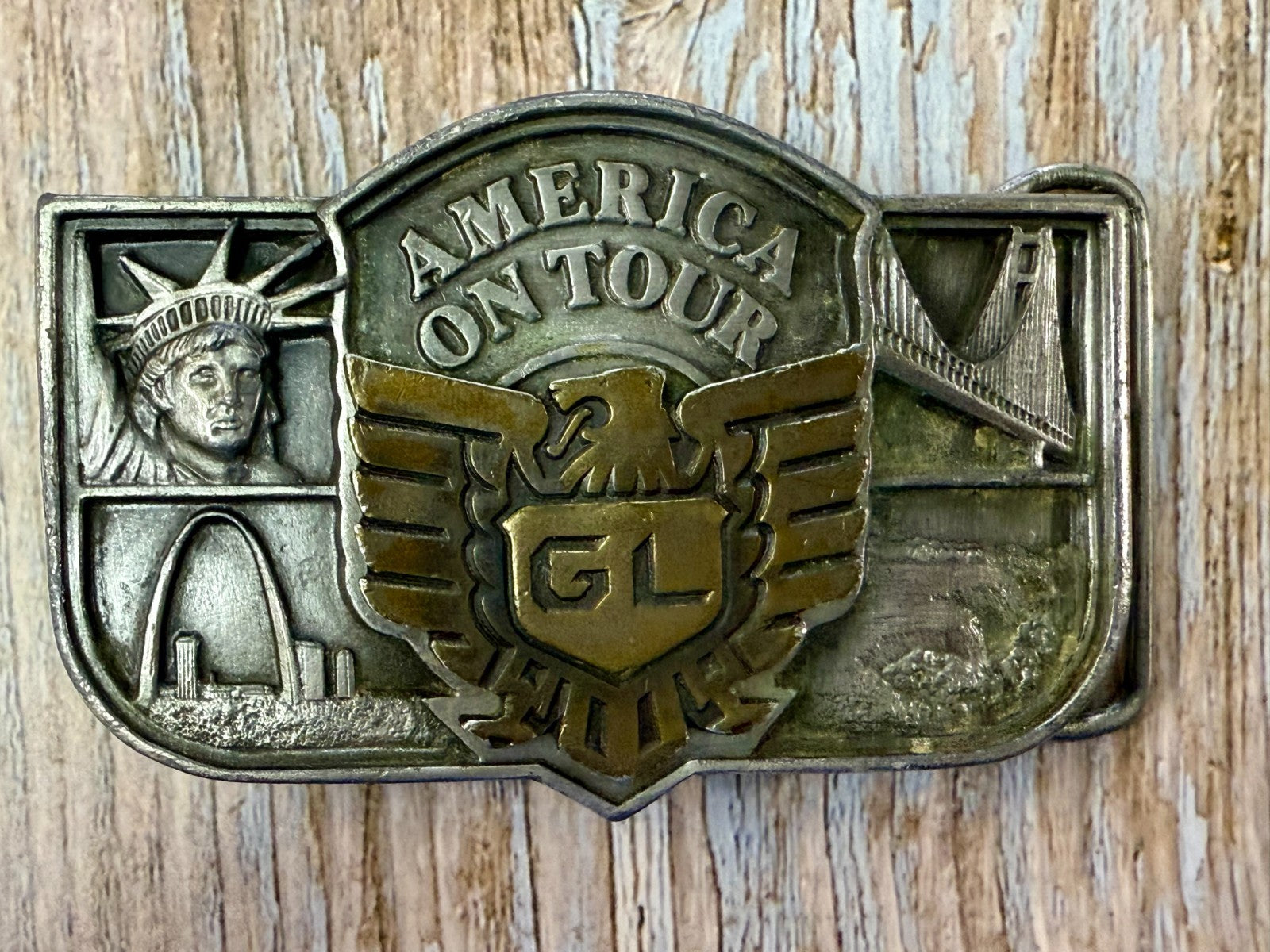 America on Tour Honda Motor Company Gold Wing Statue of Liberty Belt Buckle