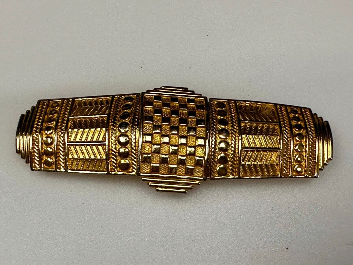 6" Wide Two Piece interlocking Gold Tone Vintage Belt Buckle by Dotty Smith