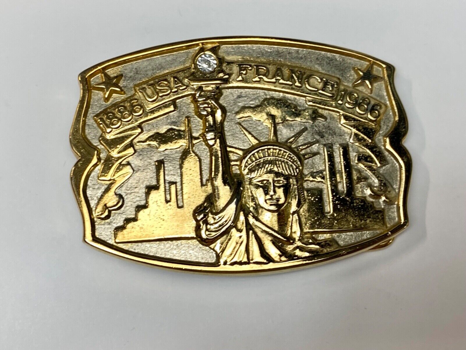 USA and France 100 year 1986 celebration Lady Liberty Hammond Mint belt buckle
