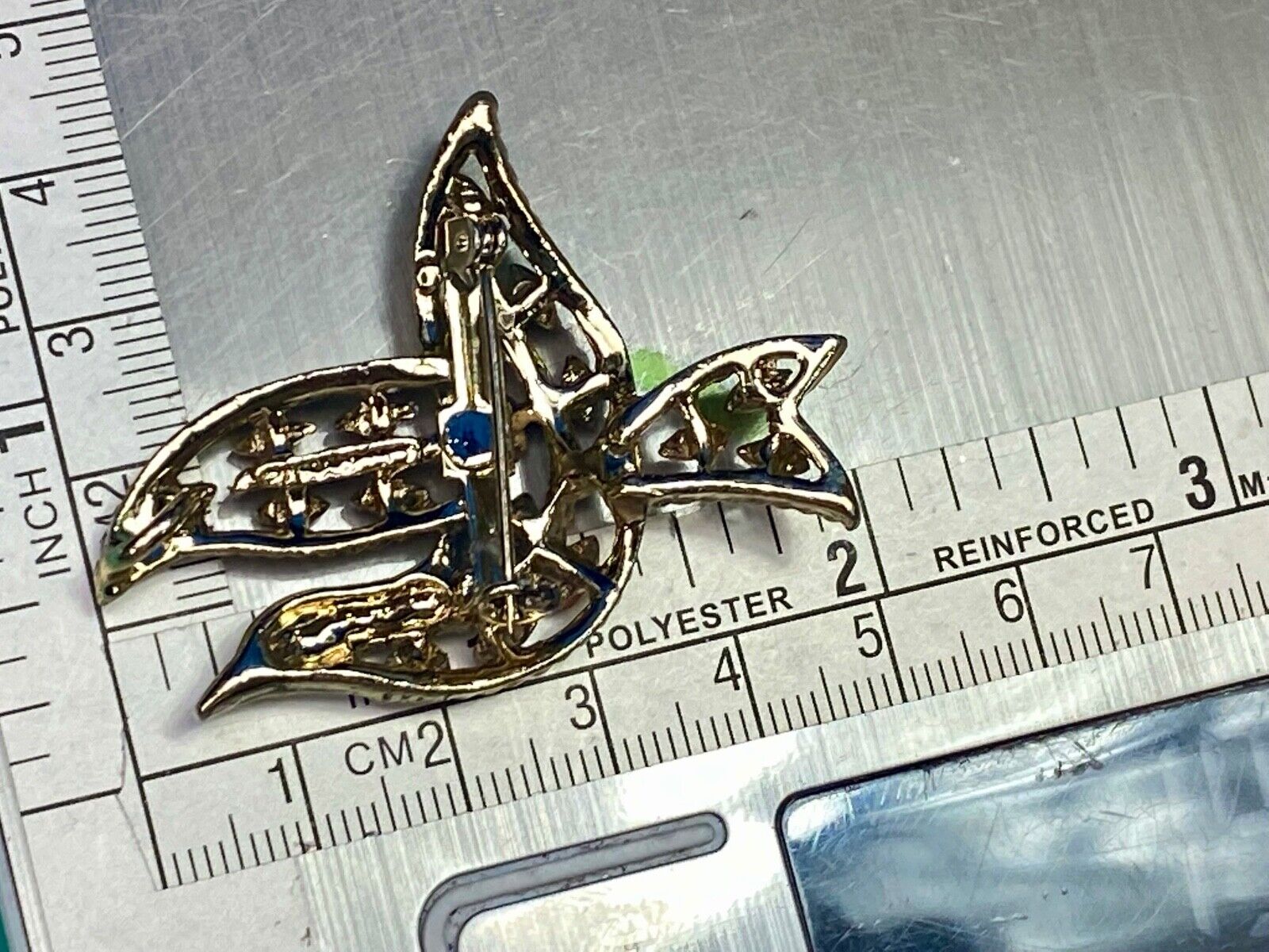 Vintage Gerry's Flying Bird Dove Orange Stone Enamel Gold Tone Brooch Pin