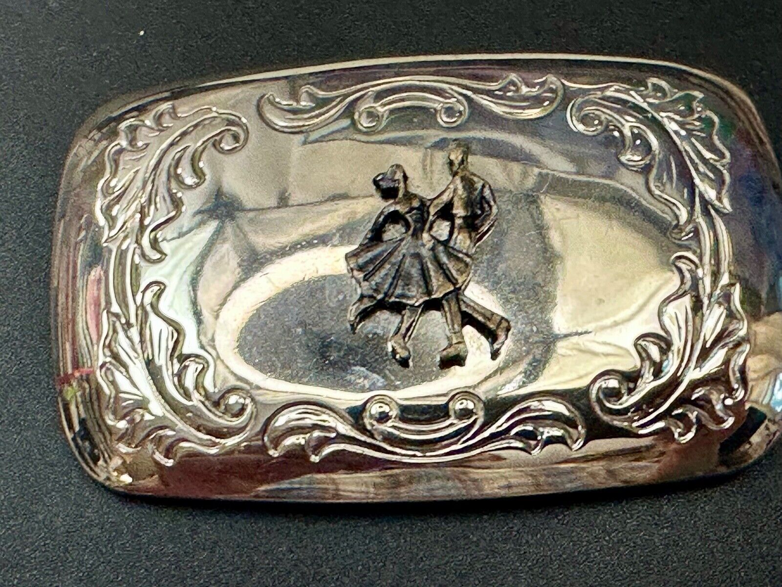 USA made Dancing Couple County Line Square Style Vintage TwoTone Belt Buckle
