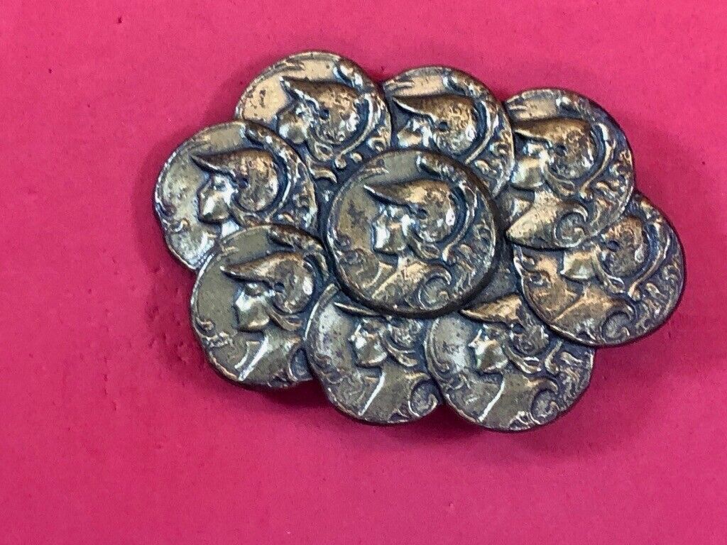 Vintage faux roman -  coin cluster style  belt buckle 