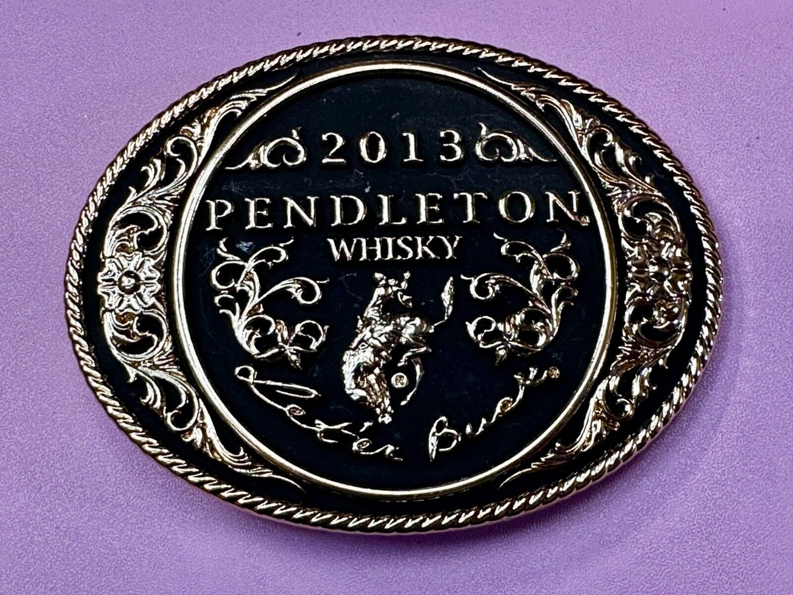 2013 Pendleton Whiskey Let'er Buck Rodeo Cowboy Montana Silversmiths Belt Buckle