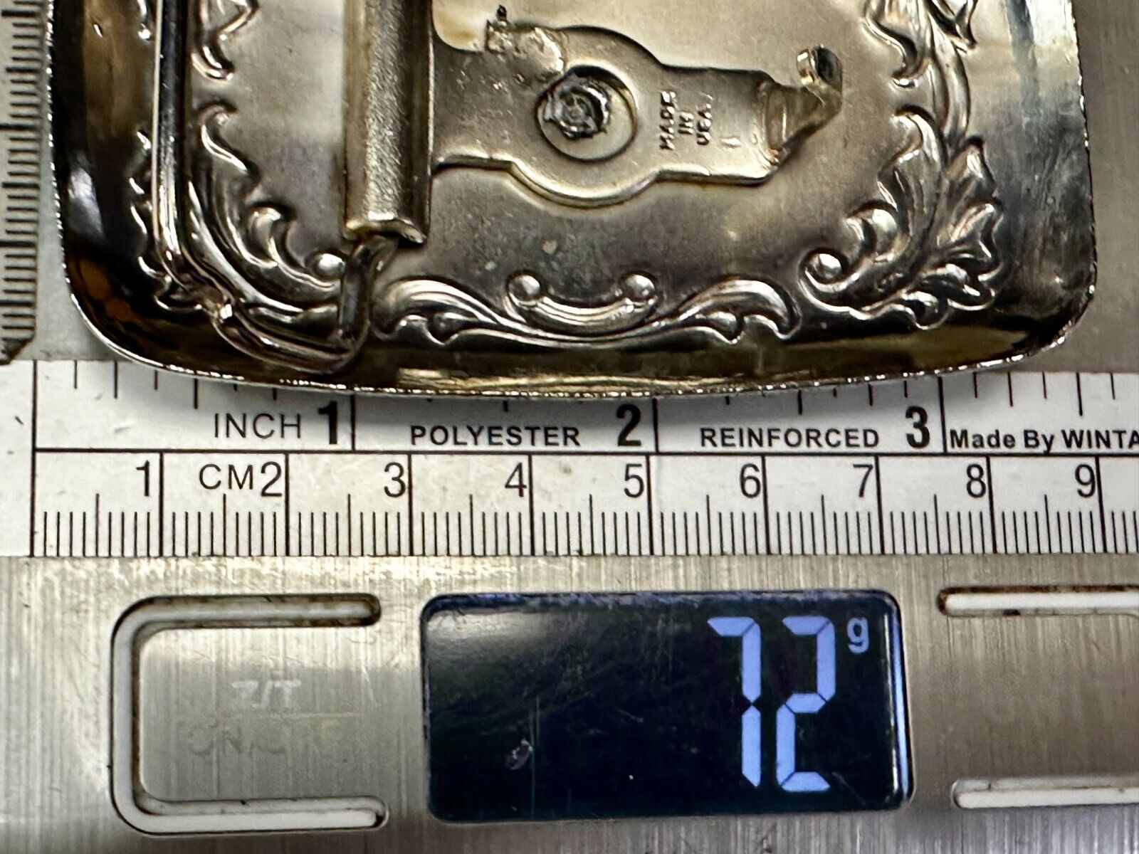 Western Cowboy Boots Vtg Two Tone Swirl Flower Border Belt Buckle - Made in USA