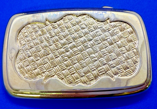 Basket Weave Mesh Pattern on Gold Color Western Style Belt Buckle