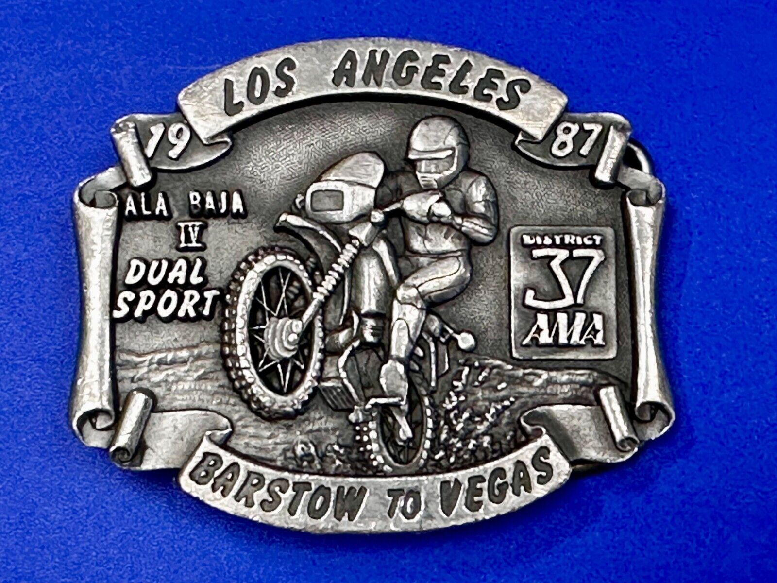 AMA Los Angeles to Barstow to Vegas 1987  Trail Ride Motorcycle Belt Buckle
