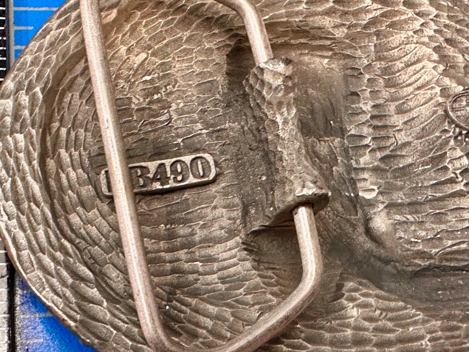 Vintage EGE '93 Rattlesnake Diamond Cut Pewter Belt Buckle Made In the USA