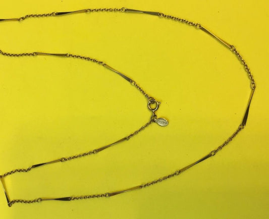 Avon Gold tone bar link - section necklace 26" long