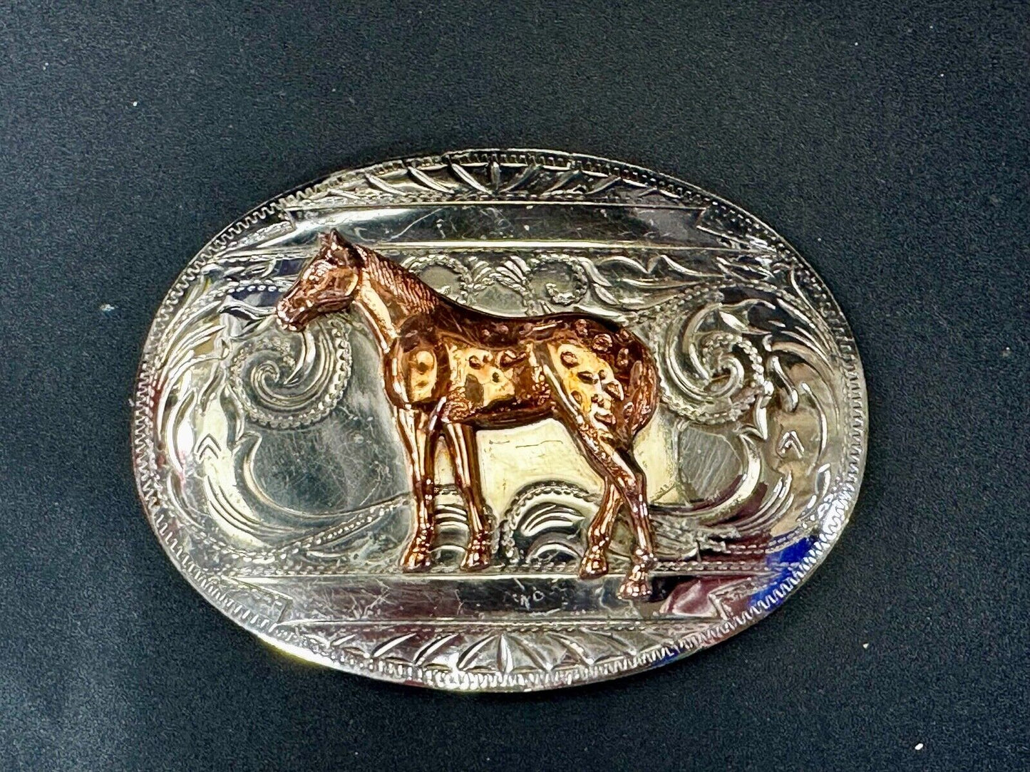 Vintage Horse Trophy With blank Award Nickel Silver Belt Buckle by BELL